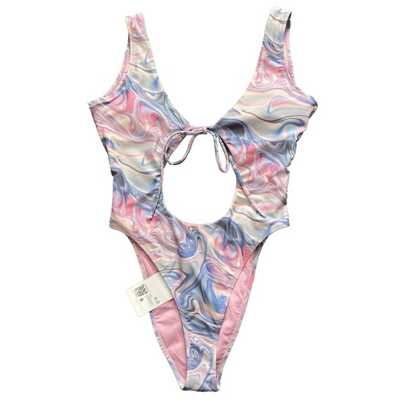 Forever 21 Swimsuit Womens SMALL Sexy One Piece Cutouts Pastel - Picture 1 of 12